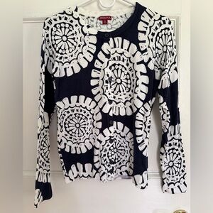 Merona navy and white button up sweater
